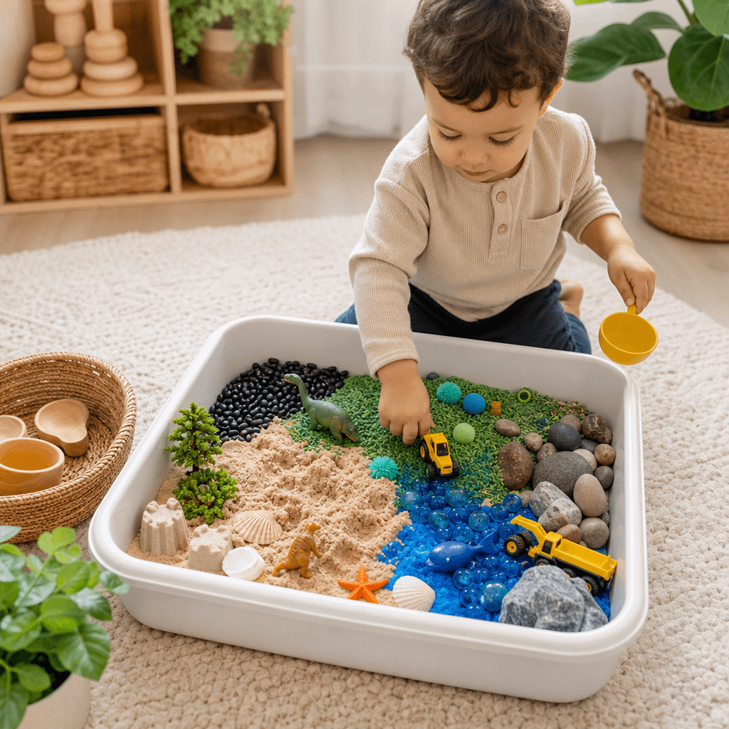 Sensory-Bin Themes Back-to-School Success Texture matching with fabrics