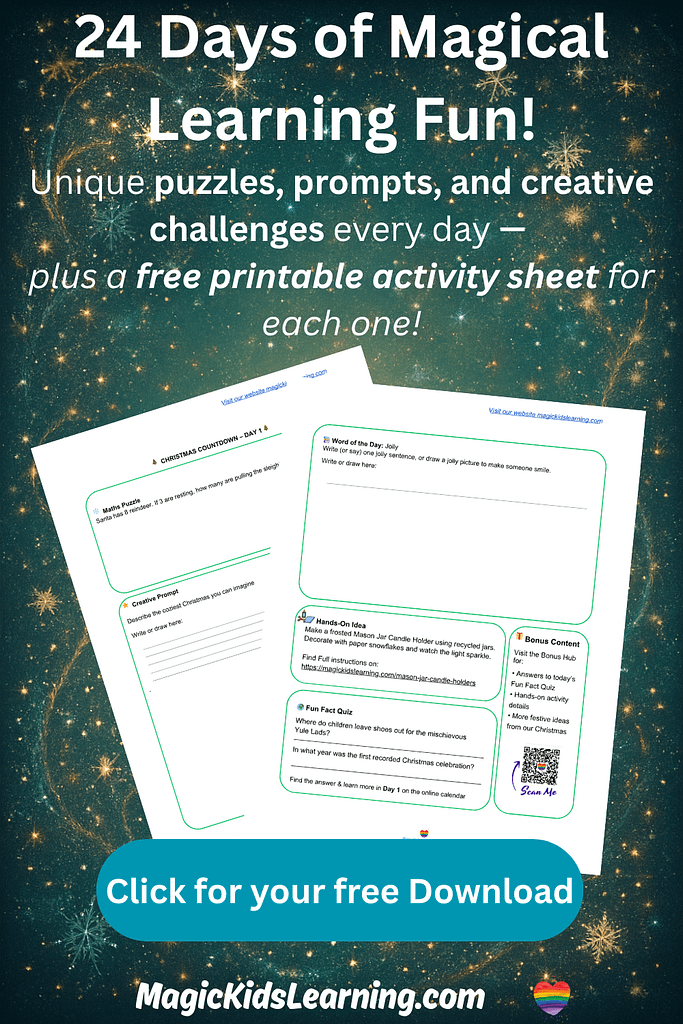 Free Christmas Countdown Calendar for Kids - Magic Kids Learning